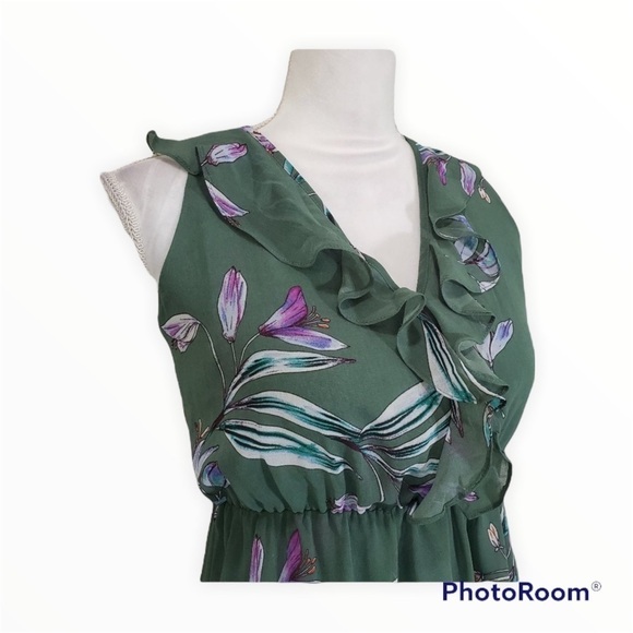 RACHEL ROY Green Floral Odele Ruffle Midi Dress, Size XS - Picture 11 of 11